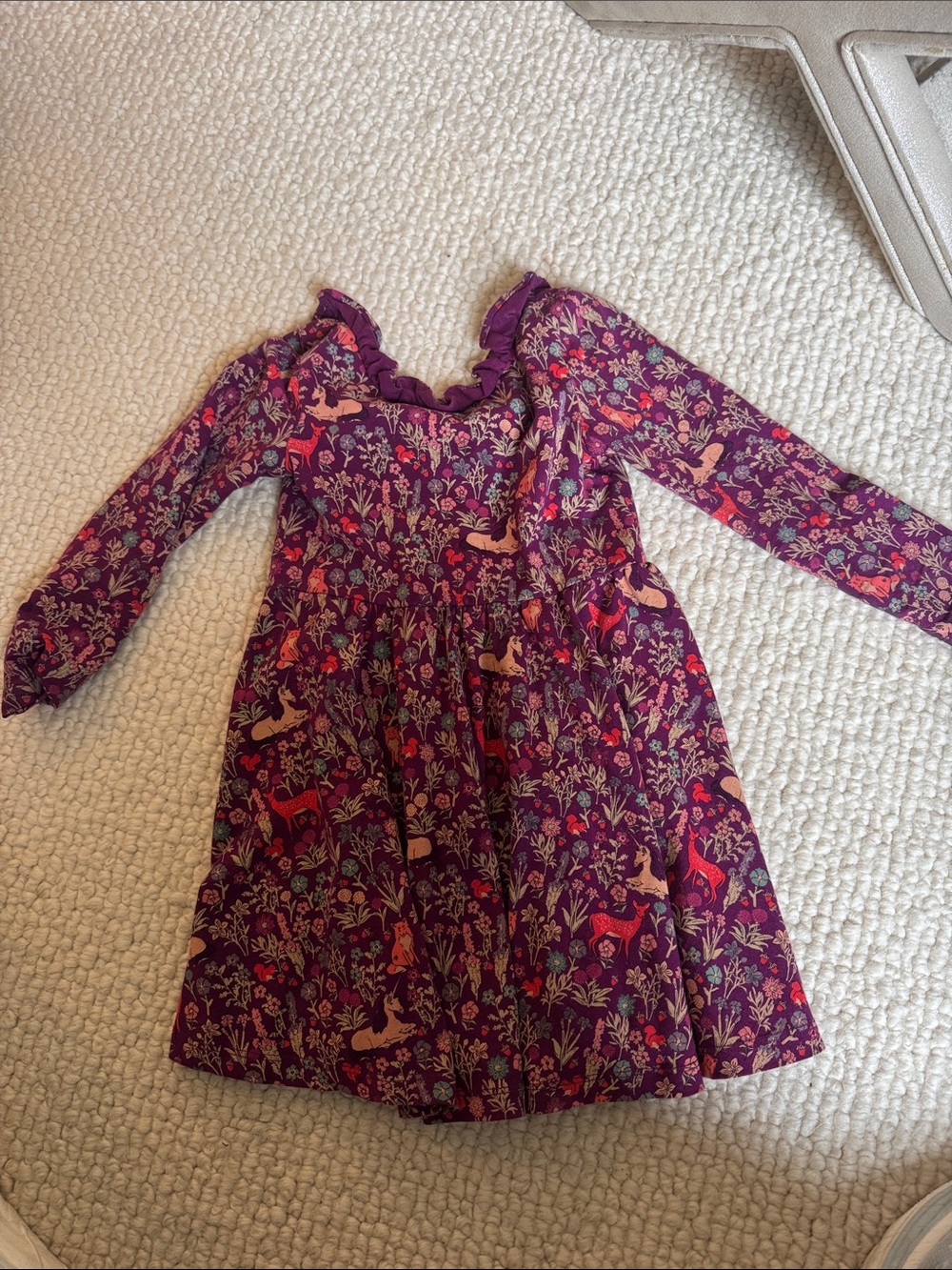 Tea Collection Purple Floral & Animal Print Long Sleeve Dress